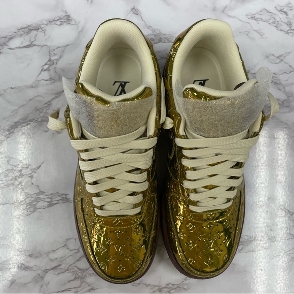Nike - Louis Vuitton Air Force 1 Low “Virgil Abloh- Metallic Gold” Size 7.5 - Picture 10 of 12